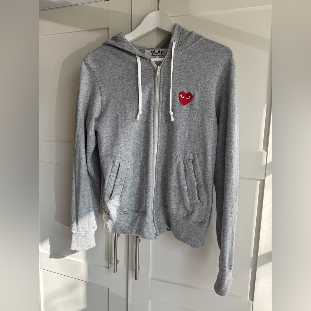 Comme Des Garçons Play Gray Heart Zip Hoodie